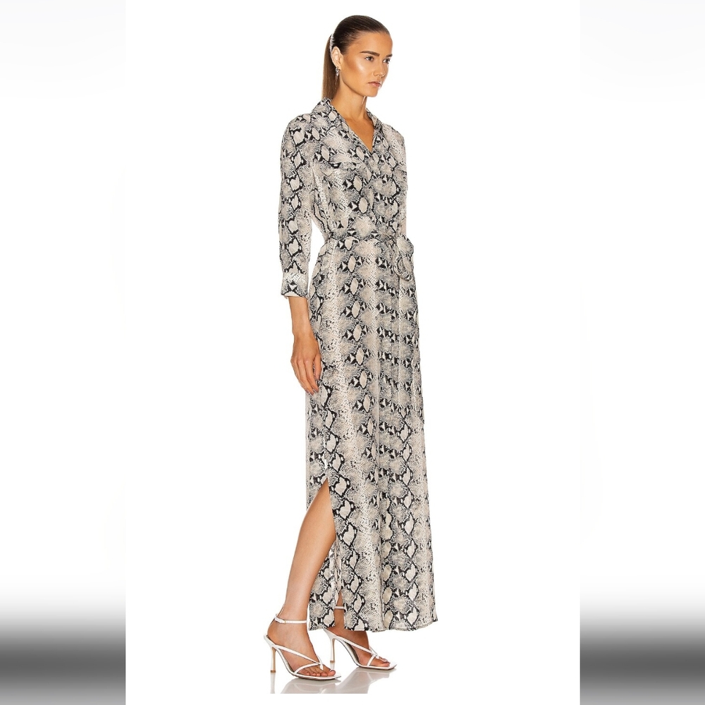 L'Agence Womens Maxi Dress Cameron Shirt 100% Silk Snake Python Print Medium - Picture 4 of 17